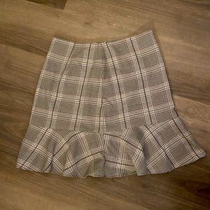 grey LOFT plaid pencil skirt with frill